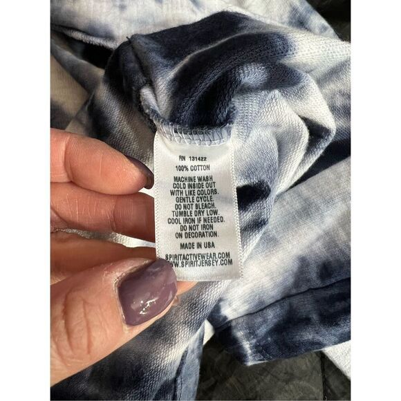 Spirit Jersey Sweater Womens Medium White Blue Cardigan Tie Dye Open Front NWOT - Picture 4 of 9